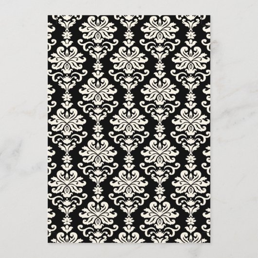 Elegant Zwart en Ivoor Kalligrafie Script Bruiloft Menu (Achterkant)