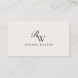 Elegant zwart en ivoor modern monogram visitekaartje