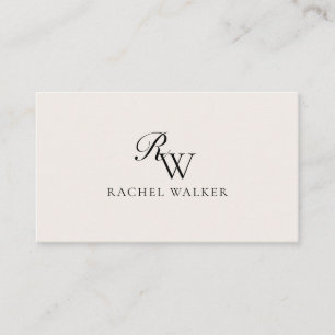 Elegant zwart en ivoor modern monogram visitekaartje