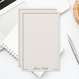 Elegant zwart en ivoor schrift monogram briefpapier