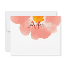 Elegant zwart en koraal Waterverf Flower Monogram