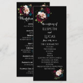 Elegant zwart en levendig bloemenhuwelijksprogramm (Voorkant / Achterkant)