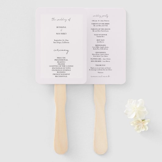 Elegant zwart en Lila minimalistisch Handwaaier (Voorkant en achterkant)