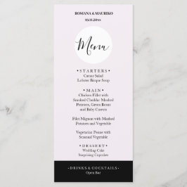 Elegant zwart en Lila minimalistisch Menu