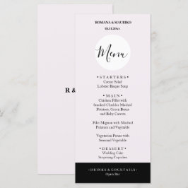 Elegant zwart en Lila minimalistisch Menu