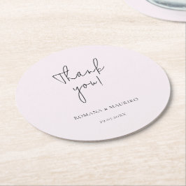 Elegant zwart en Lila minimalistisch Ronde Kartonnen Onderzetter