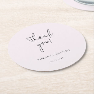 Elegant zwart en Lila minimalistisch Ronde Kartonnen Onderzetter