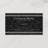 Elegant zwart en metallic grijs damast visitekaartje (Achterkant)