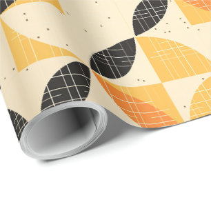 Elegant zwart en oranje Halloween patroon Cadeaupapier