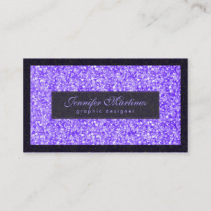Elegant zwart en Paarse glitter & sparkles Visitekaartje
