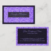 Elegant zwart en Paarse glitter & sparkles Visitekaartje (Voorkant / Achterkant)