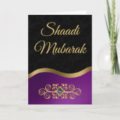 Elegant  zwart en Paarse Shaadi Mubarak Kaart (Voorkant)