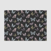 Elegant zwart en pastel regenboog vlinderpatroon tissuepapier (Voorkant)