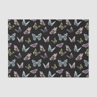 Elegant zwart en pastel regenboog vlinderpatroon tissuepapier