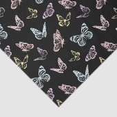 Elegant zwart en pastel regenboog vlinderpatroon tissuepapier (Detail)