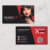 Elegant Zwart en Rood Beauty Visitekaartje (Voorkant / Achterkant)