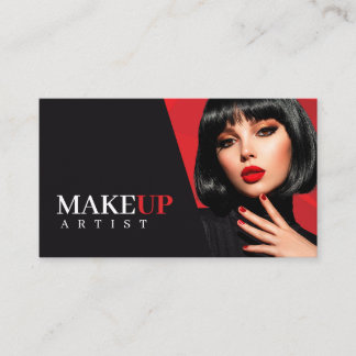 Elegant Zwart en Rood Beauty Visitekaartje