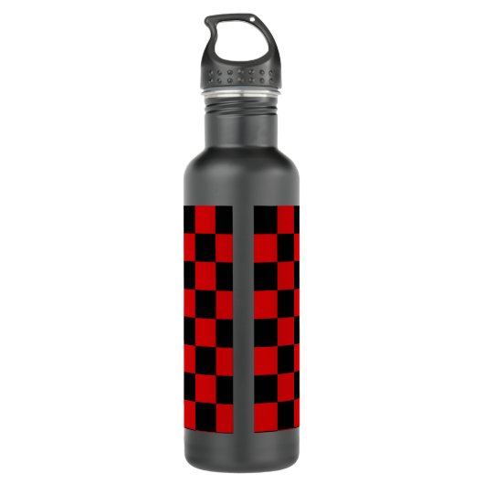 Elegant zwart en rood gecheckt waterfles  (Achterkant)