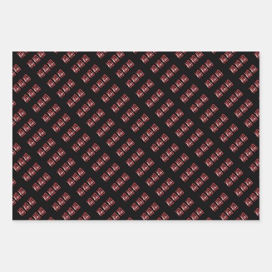 Elegant zwart en rood kerst inpakpapier vel (Voorkant 3)