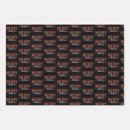 Elegant zwart en rood kerst inpakpapier vel (Voorkant 2)