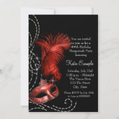 Elegant zwart en rood Masquerade Party Kaart (Achterkant)