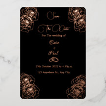 Elegant zwart en roos goud Sla de datum op