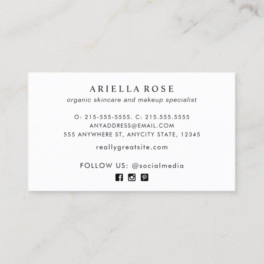 Elegant Zwart en Roos Gouden Faux Shimmer Glitter Visitekaartje (Achterkant)