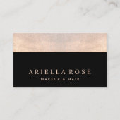 Elegant Zwart en Roos Gouden Faux Shimmer Glitter Visitekaartje (Voorkant)