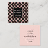 Elegant zwart en Roos trellis patroon Vierkante Visitekaartje (Voorkant / Achterkant)