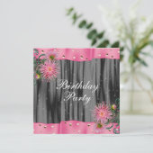 Elegant zwart en roze Dahlia verjaardagsfeestje Kaart (Staand voorkant)