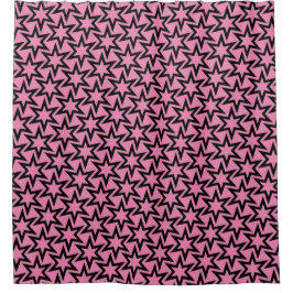 Elegant zwart en roze geometrisch sterrenpatroon douchegordijn