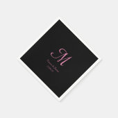 Elegant Zwart en Roze Monogram Bruiloft Servet (Hoek)