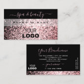 Elegant zwart en roze mousserend glitter met Logo Visitekaartje (Voorkant / Achterkant)