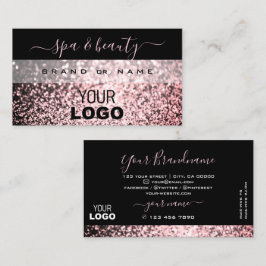 Elegant zwart en roze mousserend glitter met Logo Visitekaartje