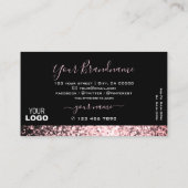 Elegant zwart en roze mousserend glitter met Logo Visitekaartje (Achterkant)