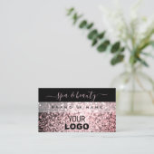 Elegant zwart en roze mousserend glitter met Logo Visitekaartje (Staand voorkant)