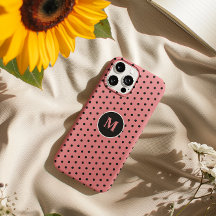 Elegant zwart en roze Polka Dot Monogram
