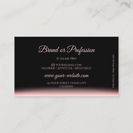 Elegant Zwart en Roze Verloop Zacht Schaduwlettert Visitekaartje (Achterkant)