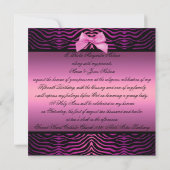 Elegant zwart en roze Zebra Quinceañera Uitnodigin Kaart (Achterkant)