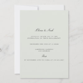 Elegant zwart en salie groen Verloving uitnodiging