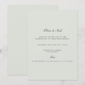 Elegant zwart en salie groen Verloving uitnodiging (Voorkant / Achterkant)