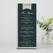 Elegant Zwart en Tan Bibliotheek Boek Hoesje Bruil Menu (Staand voorkant)