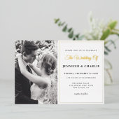Elegant zwart en White Custom Photo Simple Script Folie Uitnodiging (Staand Voorkant)