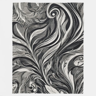 Elegant - Zwart en Wit Abstracte Stroom Fleece Deken