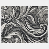 Elegant - Zwart en Wit Abstracte Stroom Fleece Deken (Voorkant (Horizontaal))