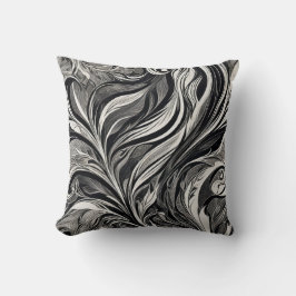 Elegant - Zwart en Wit Abstracte Stroom Kussen
