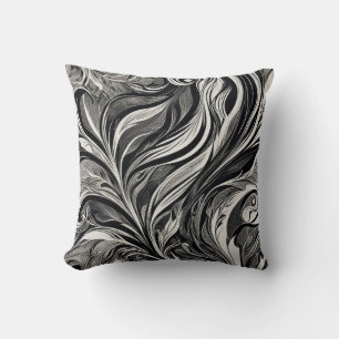 Elegant - Zwart en Wit Abstracte Stroom Kussen