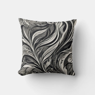 Elegant - Zwart en Wit Abstracte Stroom Kussen