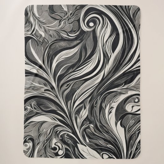 Elegant - Zwart en Wit Abstracte Stroom Sherpa Deken (Voorkant)