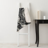 Elegant - Zwart en Wit Abstracte Stroom Sherpa Deken (In situ)